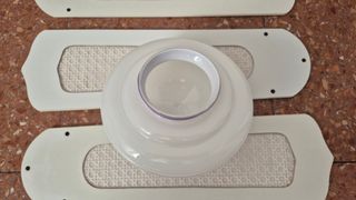 Tulipa cristal blanco lámpara + 4 aspas ventilador