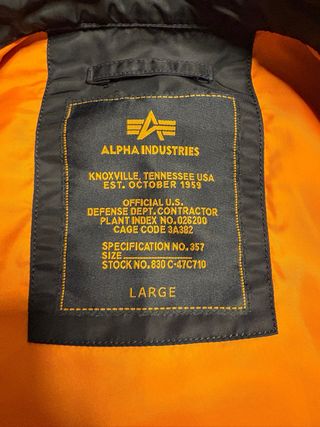 Chaqueta Bomber Alpha Industries Negra