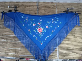 Mantón de flamenca di colore blu notte, larghezza 150 cm