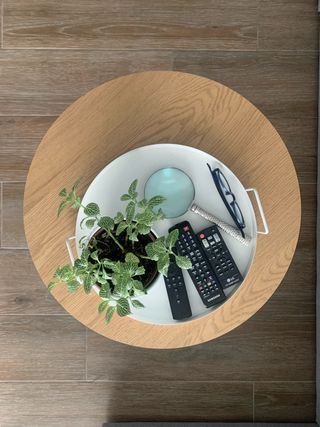 Mesa auxiliar redonda madera y metal