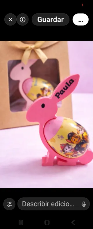 Conejo de Pascua Color y Nombre personalizable