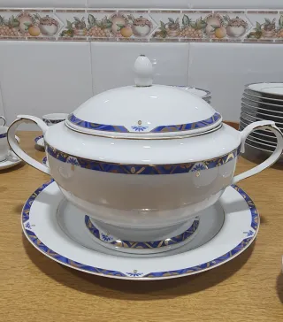 Vajilla Porcelana Azul y Blanca