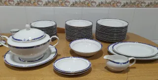 Vajilla Porcelana Azul y Blanca