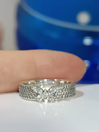 Anillo Plata S925 Doble Banda Mariposa talla 56/16