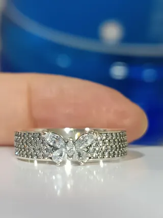 Anillo Plata S925 Doble Banda Mariposa talla 56/16