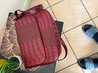 Borsa donna effetto coccodrillo rossa