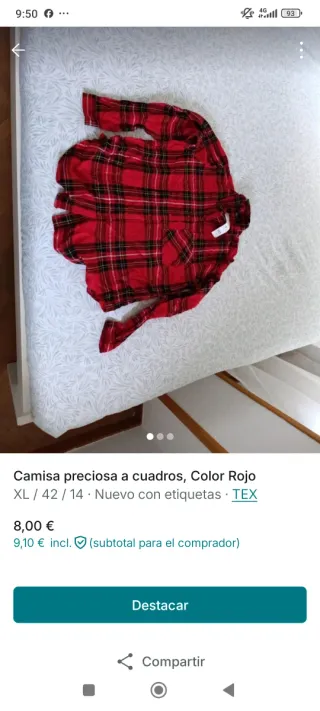 Camisa de cuadros TEX talla XL