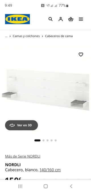 Cabecero NORDLI IKEA Blanco 140/160 cm