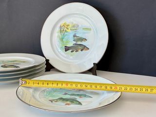 🇫🇷 Limoges 6 Platos Porcelana Pescado