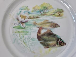 🇫🇷 Limoges 6 Platos Porcelana Pescado