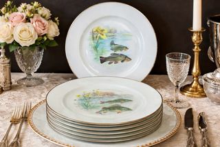 🇫🇷 Limoges 6 Platos Porcelana Pescado