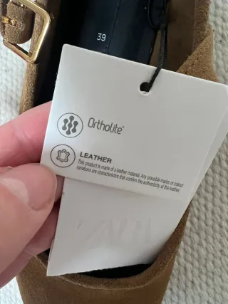 Manoletinas Zara Piel Marrón Talla 38