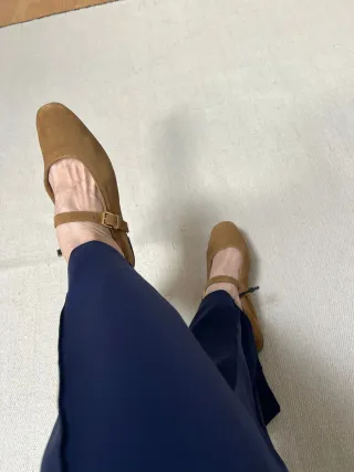 Manoletinas Zara Piel Marrón Talla 38