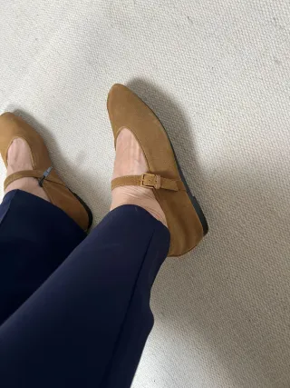 Manoletinas Zara Piel Marrón Talla 38