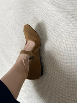 Manoletinas Zara Piel Marrón Talla 38