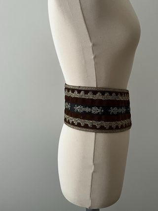 Cintura vintage fascia marrone e oro