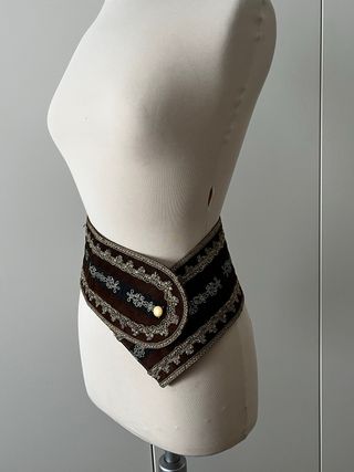 Cintura vintage fascia marrone e oro