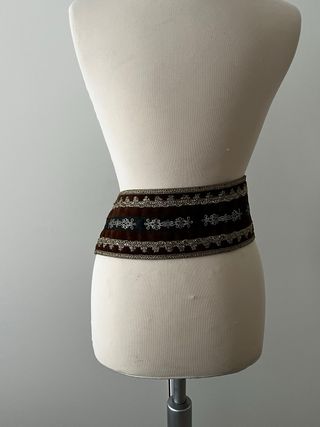 Cintura vintage fascia marrone e oro