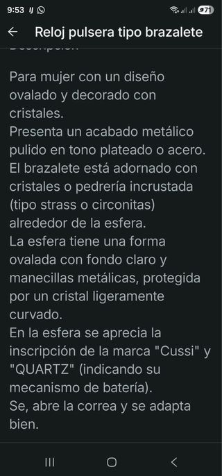 Reloj Cussi Plata con Cristales