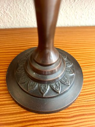 Lámpara porta velas vintage metal y cristal