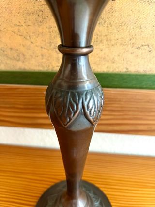 Lámpara porta velas vintage metal y cristal