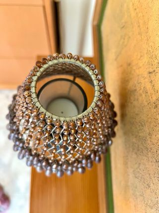 Lámpara porta velas vintage metal y cristal