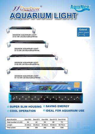 Pantalla led acuario 60 70 76 cm pecera luz