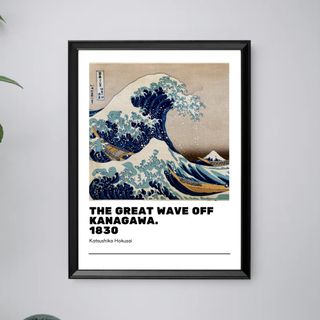 Hokusai - Quadro con stampa "La grande onda" 40x30