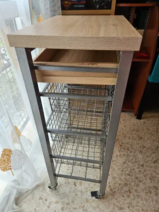 Mesa auxiliar salón/cocina madera y metal