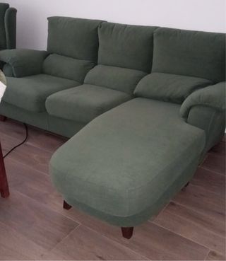 Sofá modular 3 plazas tela verde.