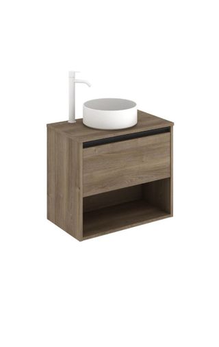 Mueble de baño roble oscuro mate 60x35 cm