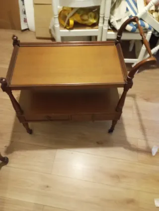 Mesa Camarera auxiliar madera fina- Años 80.