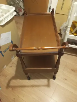 Mesa Camarera auxiliar madera fina- Años 80.