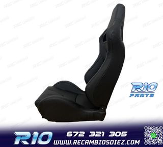 ASIENTO DEPORTIVO SEMI BAQUET ESTILO RS CUERO NEGRO SEMI PIE