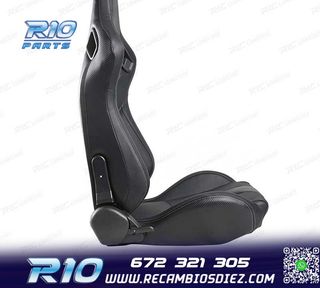 ASIENTO DEPORTIVO SEMI BAQUET ESTILO RS CUERO NEGRO
