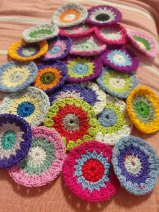 24 Discos Granny Crochet 8 cm