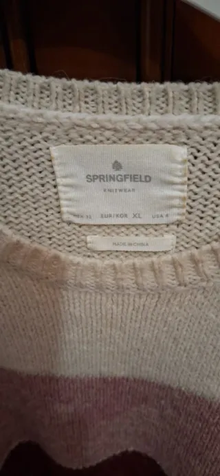 Jersey Cortefiel rayas beige, rosa, rojo, verde az