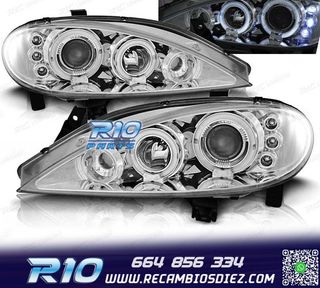 FAROS RENAULT MEGANE 99-02 OJOS ANGEL FONDO CROMO