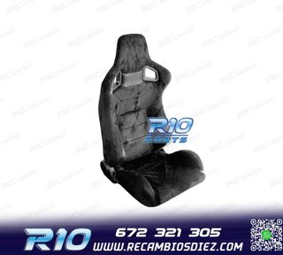ASIENTO DEPORTIVO SEMI BAQUET ESTILO RS ALCÁNTARA NEGRA