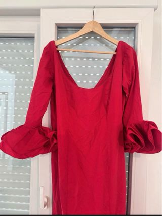 Traje de flamenca rojo con volantes