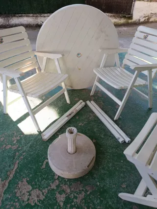 Mesa y 4 Sillas Jardín Blancas