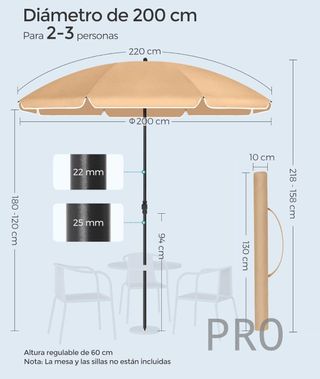 Sombrilla de 200 cm - SONGMICS