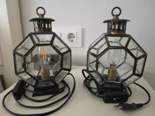 Lámpara colgante de metal y cristal