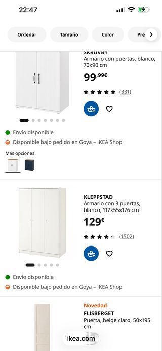 Armario IKEA KLEPPSTAD 3 puertas blanco