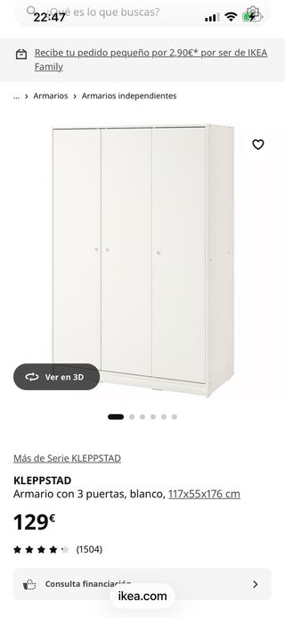 Armario IKEA KLEPPSTAD 3 puertas blanco