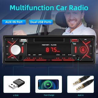 Radio Coche 1DIN Bluetooth USB AUX Manos Libres