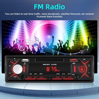 Radio Coche 1DIN Bluetooth USB AUX Manos Libres