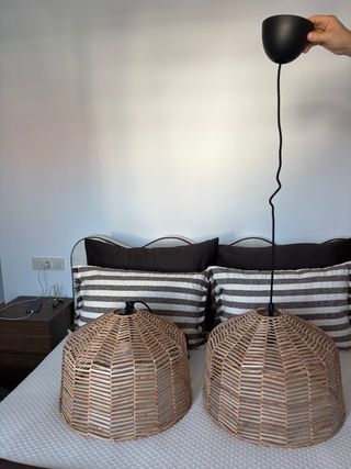 Lámparas de mimbre y metal