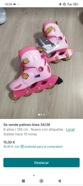 Patines en línea Talla 34/36 Rosa