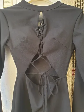 Vestito elegante donna nero con lacci